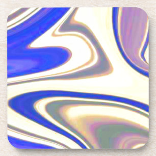 Marbled Blue and Yellow Swirls Coaster
