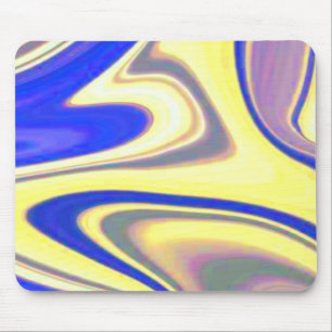 Marbled Blue and Yellow Swirls Mouse Pad