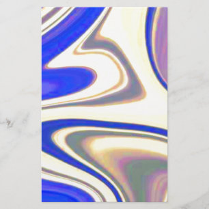 Marbled Blue and Yellow Swirls Stationery
