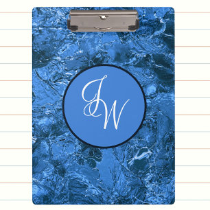 Marbled Blue Stylish with Entwined Initials  Clipboard
