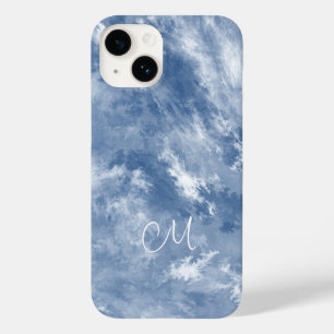 Marbled Blue White Abstract Sky personalised Case-Mate iPhone 14 Case