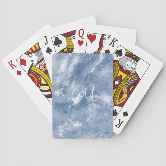 Marbled Blue White Abstract Sky personalised Playing Cards (Back)
