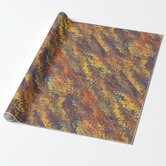 Marbled Book Endpaper Yellow Orange Blue Violet Wrapping Paper