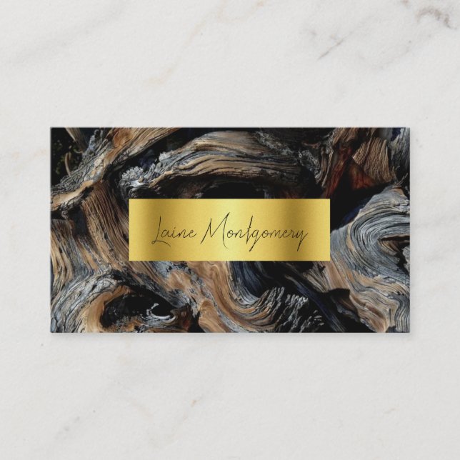 Marbled Brown and Black with Gold Business Card (Front)