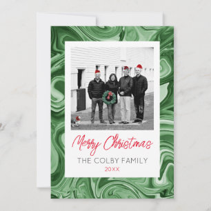 Marbled Christmas Photo Card Family Name Festive