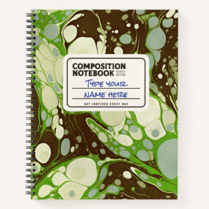 Marbled Composition Book Green Customise