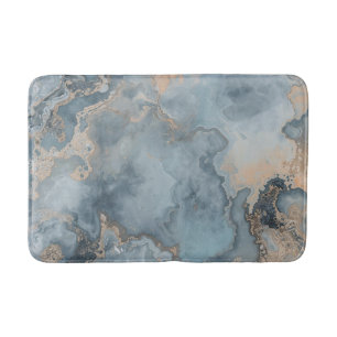 Marbled Dusty Blue Grey Tan Contemporary Bath Mat