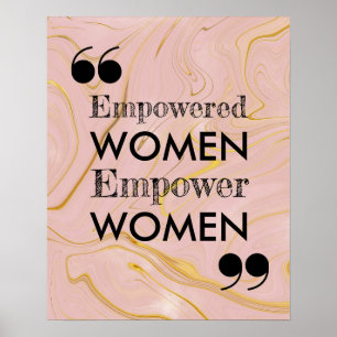 Marbled Empowered Women Inspiring Quote Poster
