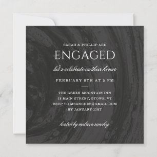 Marbled Engagement Party Invitation - Black