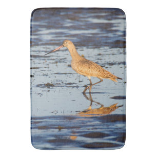 Marbled Godwit in the ocean Bath Mat