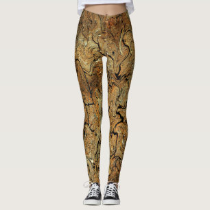 "Marbled" Gold & Brown Leggings