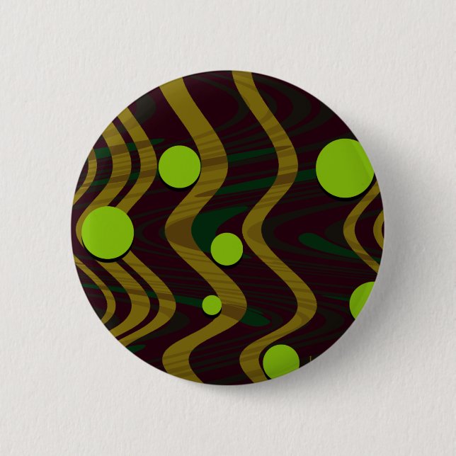 Marbled Gold Green Dot Wave 6 Cm Round Badge (Front)