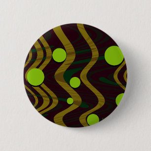 Marbled Gold Green Dot Wave 6 Cm Round Badge