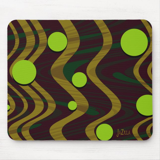 Marbled Gold Green Dot Wave Mouse Pad (Front)