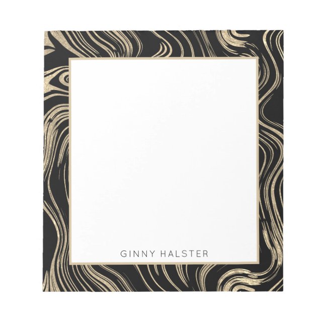 Marbled Gold Personalised Notepad 5.5" x 6" (Front)
