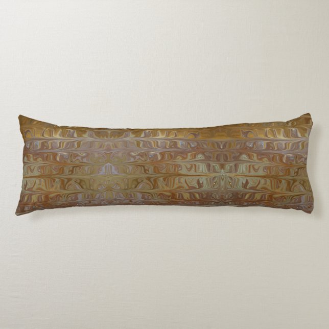 Marbled Golden Wet Cedar Art Pattern Pillow (Front)