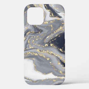 Marbled Grey, White and Gold iPhone 12 Pro Case