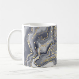 Marbled Grey, White and Gold Coffee Mug