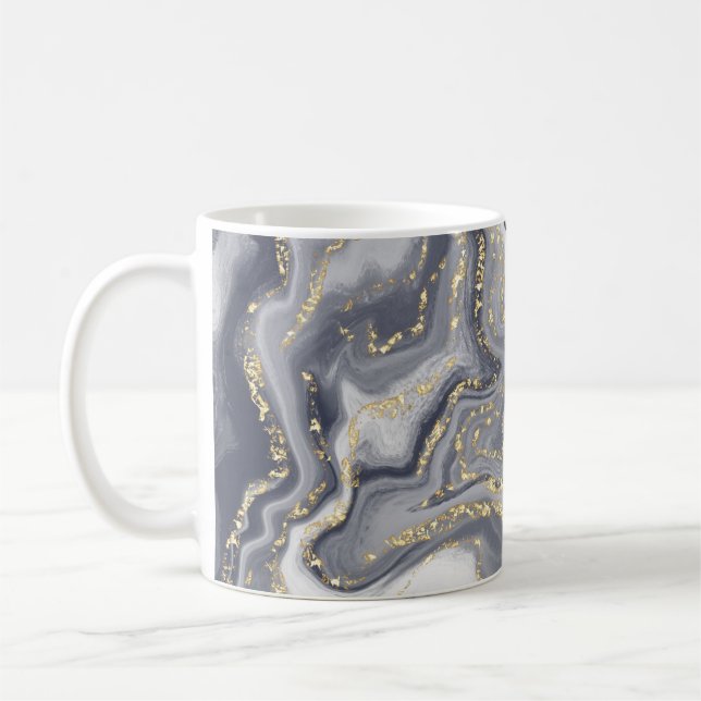 Marbled Grey, White and Gold Coffee Mug (Left)