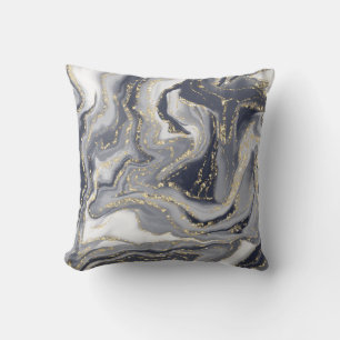 Marbled Grey, White and Gold Cushion