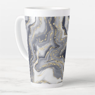 Marbled Grey, White and Gold Latte Mug