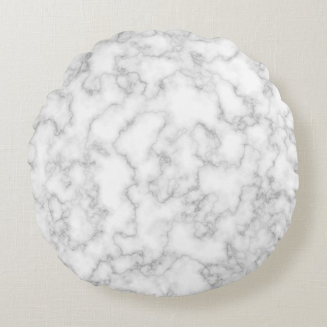 Marbled Grey White Marble Stone Pattern Background Round Cushion (Front)