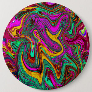 Marbled Hot Pink and Sea Foam Green Abstract Art 6 Cm Round Badge