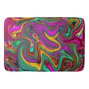 Marbled Hot Pink and Sea Foam Green Abstract Art Bath Mat