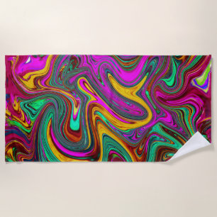 Marbled Hot Pink and Sea Foam Green Abstract Art Beach Towel