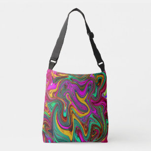 Marbled Hot Pink and Sea Foam Green Abstract Art Crossbody Bag
