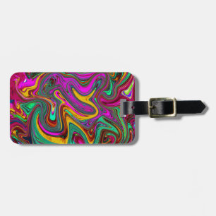 Marbled Hot Pink and Sea Foam Green Abstract Art Luggage Tag