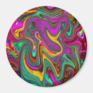 Marbled Hot Pink and Sea Foam Green Abstract Art Magnet