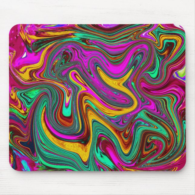Marbled Hot Pink and Sea Foam Green Abstract Art Mouse Pad (Front)