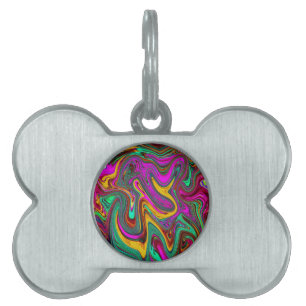 Marbled Hot Pink and Sea Foam Green Abstract Art Pet ID Tag