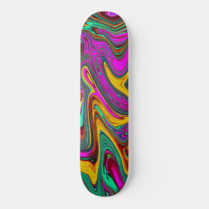 Marbled Hot Pink and Sea Foam Green Abstract Art Skateboard