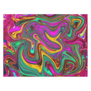 Marbled Hot Pink and Sea Foam Green Abstract Art Tablecloth