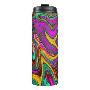 Marbled Hot Pink and Sea Foam Green Abstract Art Thermal Tumbler