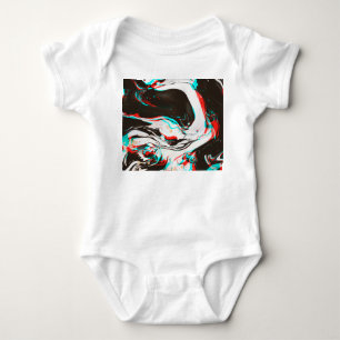 Marbled Ink: Distorted Glitch Texture. Baby Bodysuit