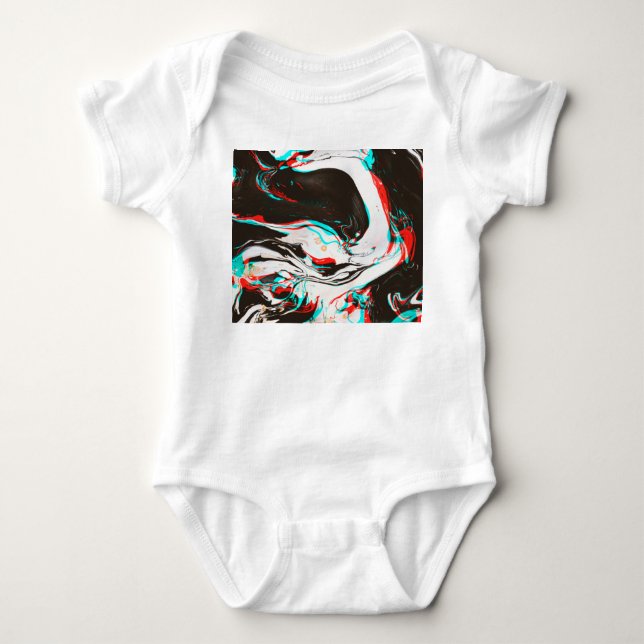 Marbled Ink: Distorted Glitch Texture. Baby Bodysuit (Front)