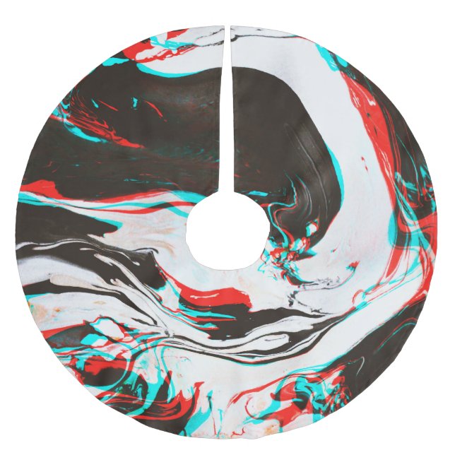 Marbled Ink: Distorted Glitch Texture. Brushed Polyester Tree Skirt (Front)