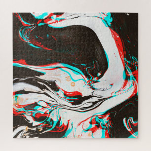 Marbled Ink: Distorted Glitch Texture. Jigsaw Puzzle