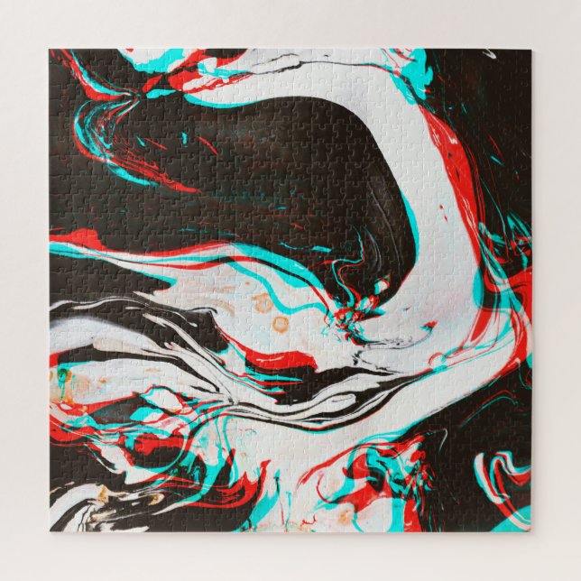 Marbled Ink: Distorted Glitch Texture. Jigsaw Puzzle (Vertical)