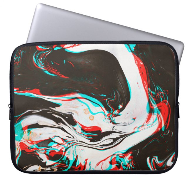Marbled Ink: Distorted Glitch Texture. Laptop Sleeve (Front)