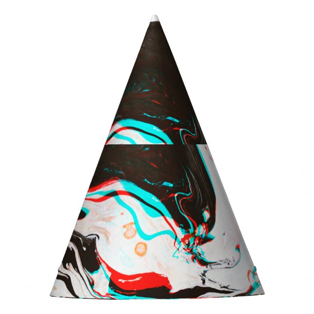 Marbled Ink: Distorted Glitch Texture. Party Hat (Front)