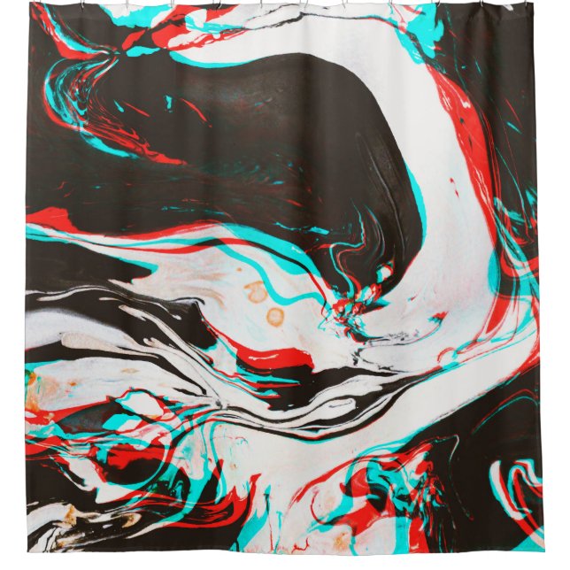 Marbled Ink: Distorted Glitch Texture. Shower Curtain (Front)