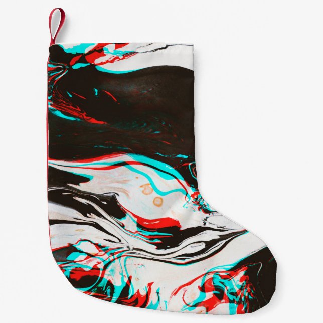 Marbled Ink: Distorted Glitch Texture. Small Christmas Stocking (Front)