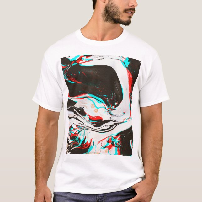 Marbled Ink: Distorted Glitch Texture. T-Shirt (Front)