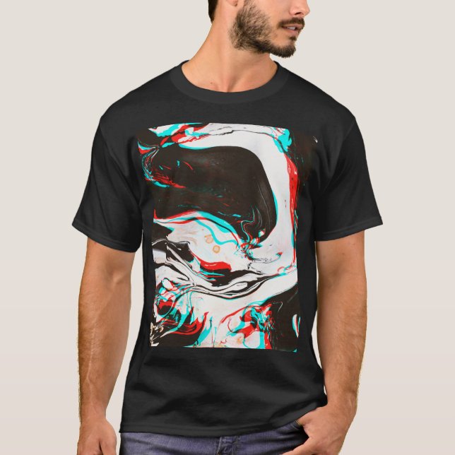 Marbled Ink: Distorted Glitch Texture. T-Shirt (Front)