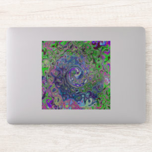 Marbled Lime Green and Purple Abstract Retro Swirl