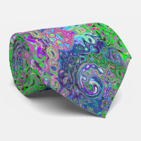 Marbled Lime Green and Purple Abstract Retro Swirl